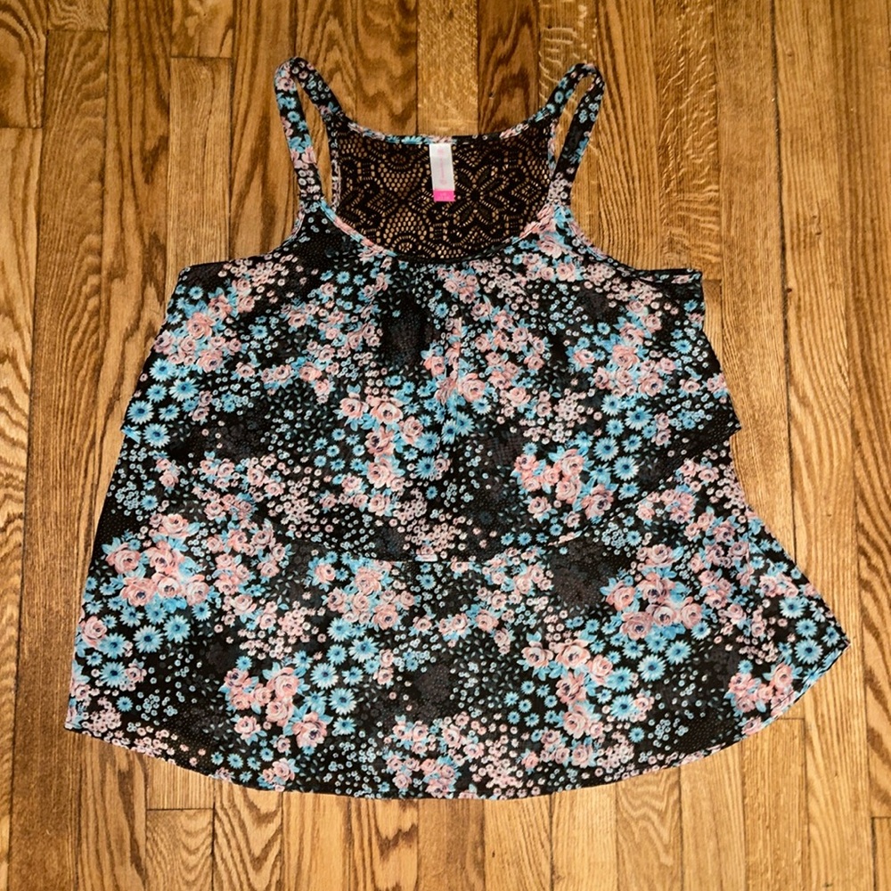 Pink and Blue Floral Print Tank